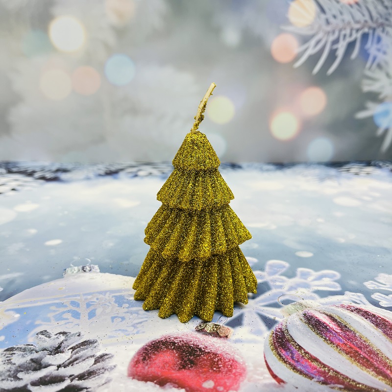 Regalo de navidad árbol de navidad velas en polvo de oro decoración de aromaterapia regalo de nochebuena acompañante regalo de mano regalo de navidad velas perfumadas velas de torta velas de cera perfumada cera de té perfumada velas de cera de soja perfumada Item Picture