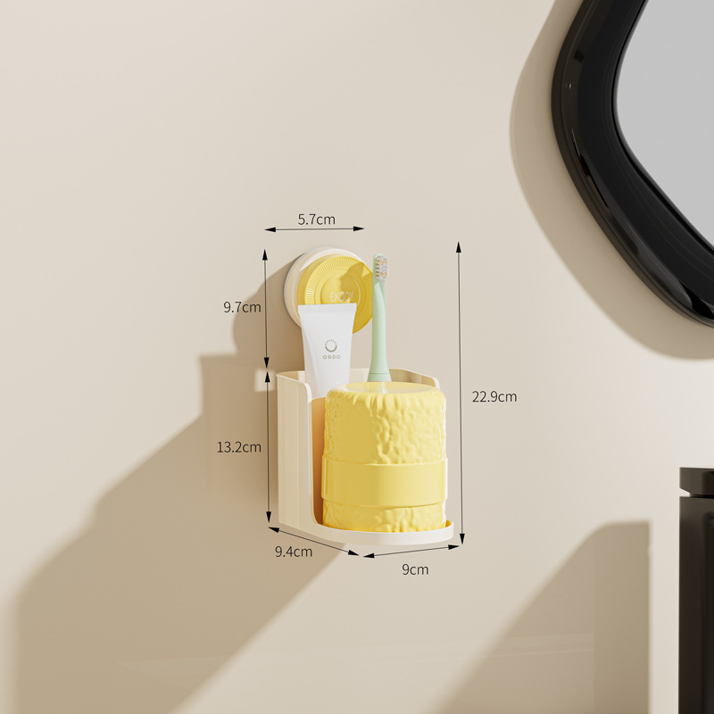 C70-QY-026 Creative toothbrush holder Multi-functional suction cup storage wall hanging cup holder Household dental cup storage set Application Scenario