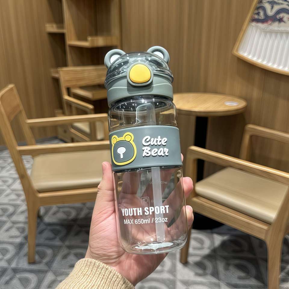 X152-XBD-6118 new sports water cup portable male and female children anti-hot outdoor plastic straw cup Specification drawing