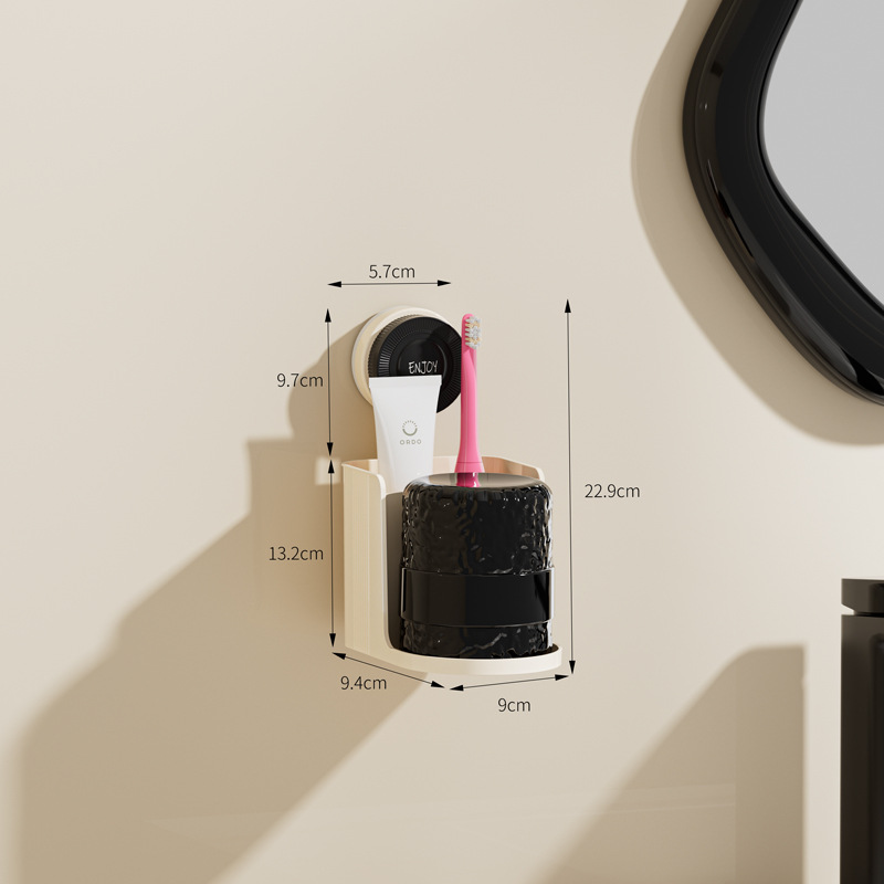 C70-QY-026 Creative toothbrush holder Multi-functional suction cup storage wall hanging cup holder Household dental cup storage set Item Picture