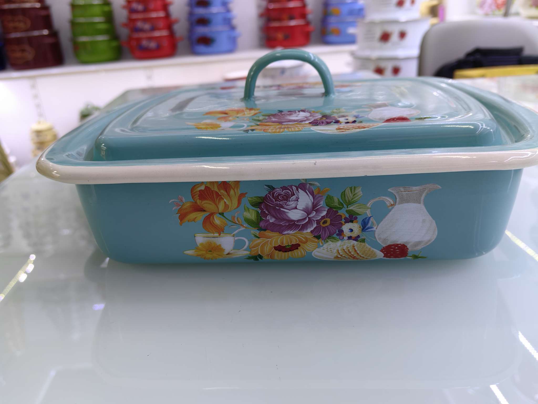 托盘/果盘/木制甜品台/三层长方金边果盘/糕点摆盘带盖产品图