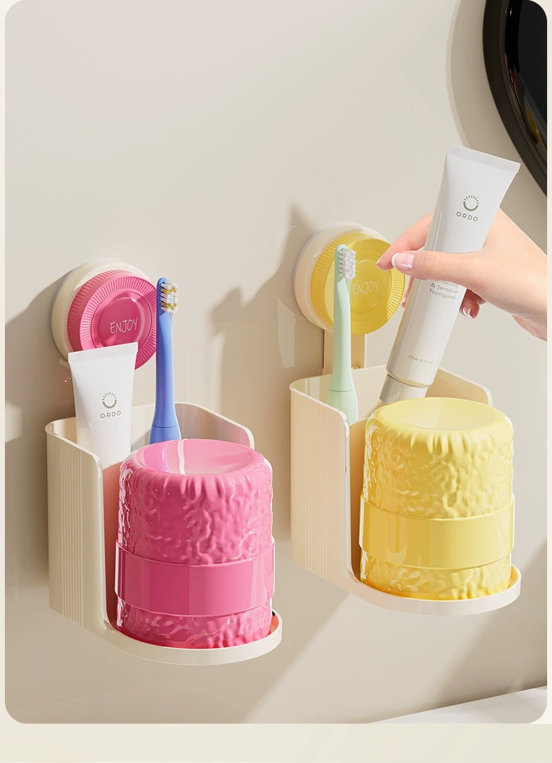 C70-QY-026 Creative toothbrush holder Multi-functional suction cup storage wall hanging cup holder Household dental cup storage set undefined