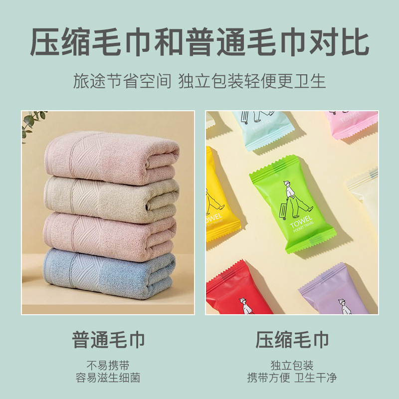 一盒14片压缩毛巾 一次性家纺压缩毛巾 便携式旅行压缩洗脸巾 纯棉环保清洁巾 高品质家用护肤巾 FP-1333详情图6