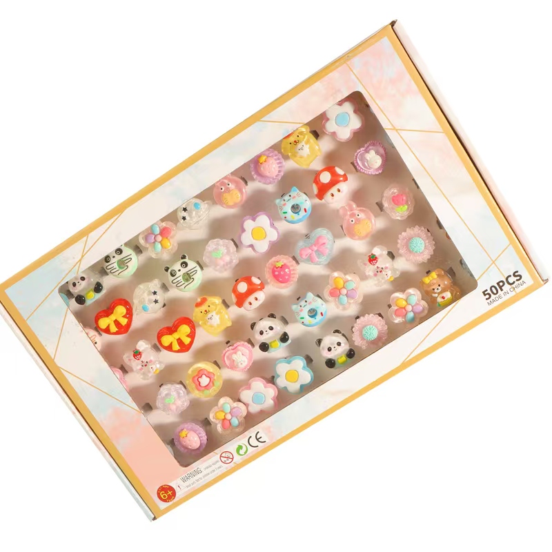 Children's luminous rings, cartoon atmosphere rings, cute patterns, shining toy rings, factory direct sales, electronic resin rings, luminous cartoon rings, direct sales, ordinary resin rings details Picture