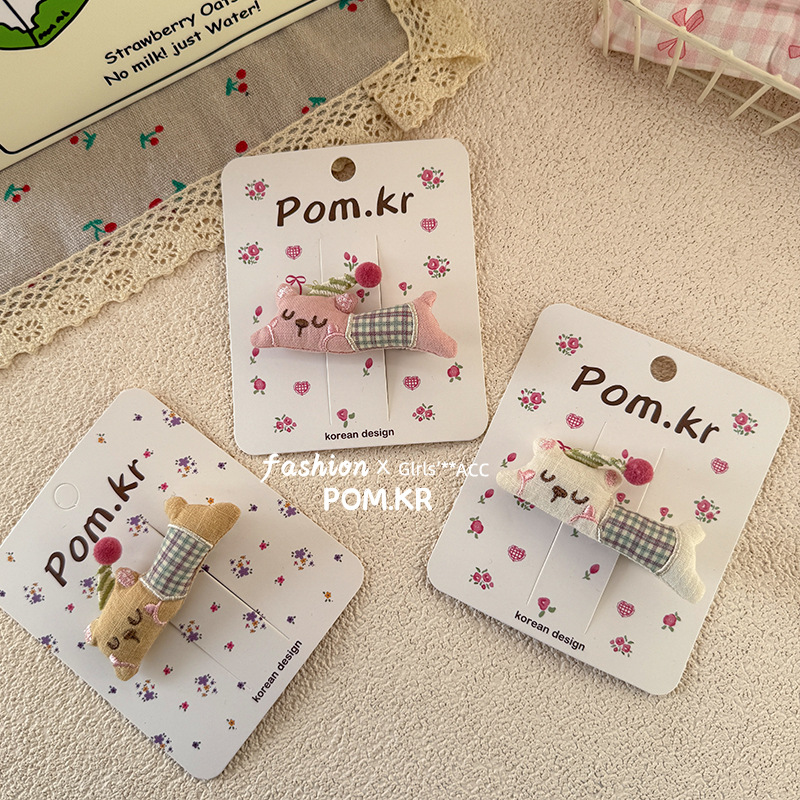 2025 primavera nuevo plaid cartoon fresco paño corea de las niñas bebé lindo lateral clip franja clip para el pelo accesorios Specification image