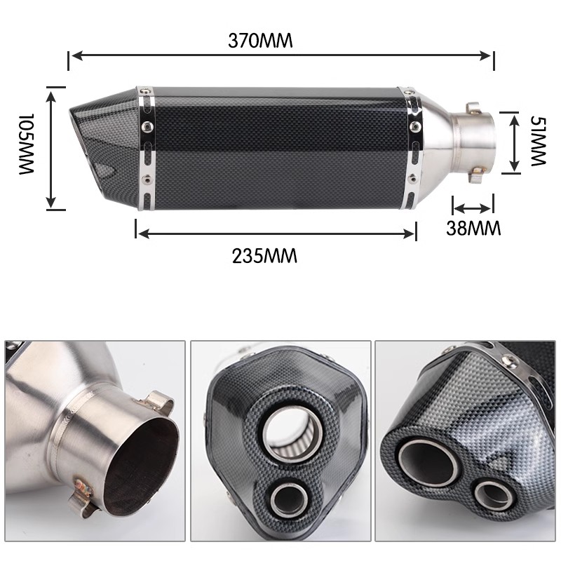 General motorcycle exhaust muffler tail cylinder tail throat like scorpion size hex dual purpose full high temperature resistance details Picture