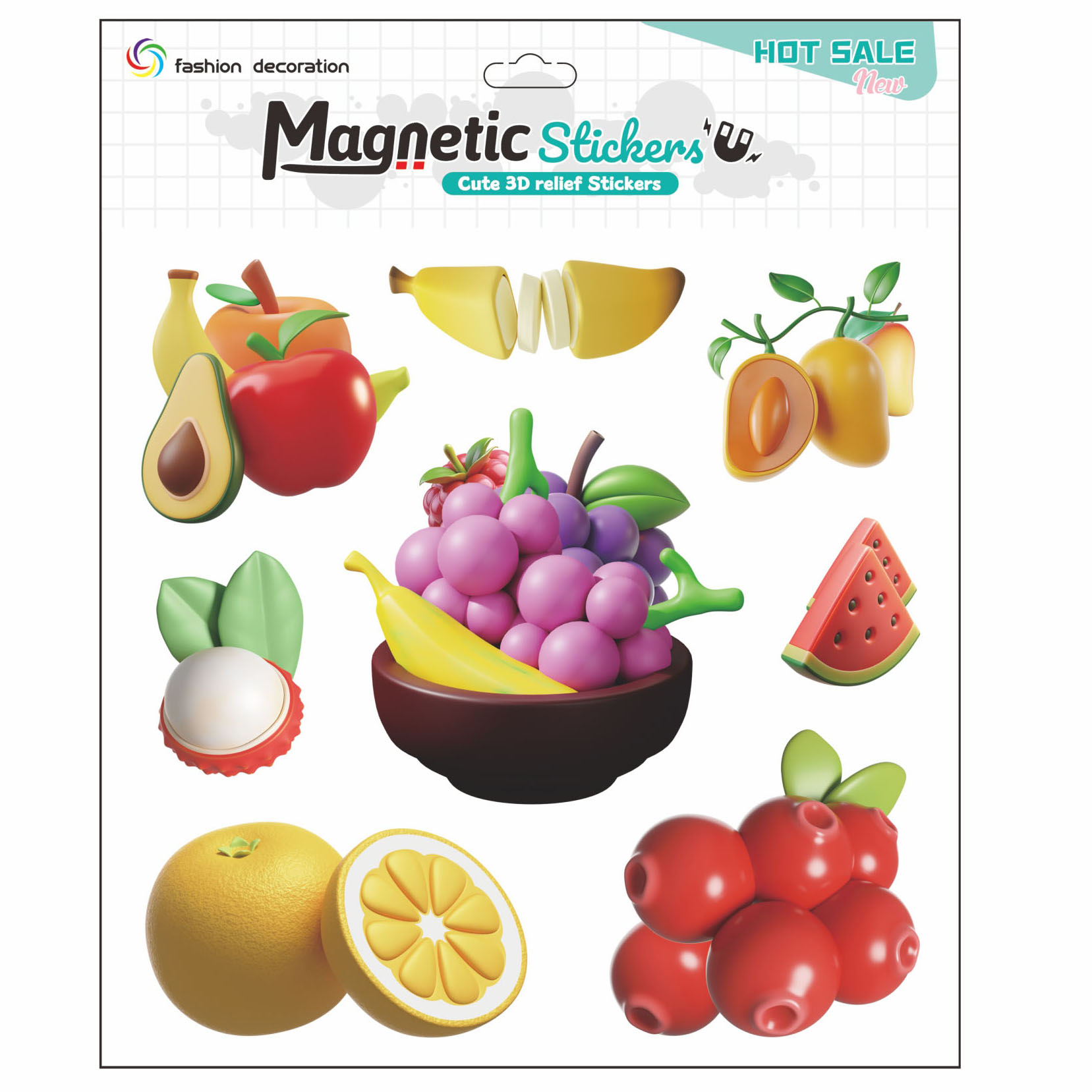 Magnetic soft rubber silicone, scenic area, fruits, food, refrigerator stickers, decorative handicrafts Specification image