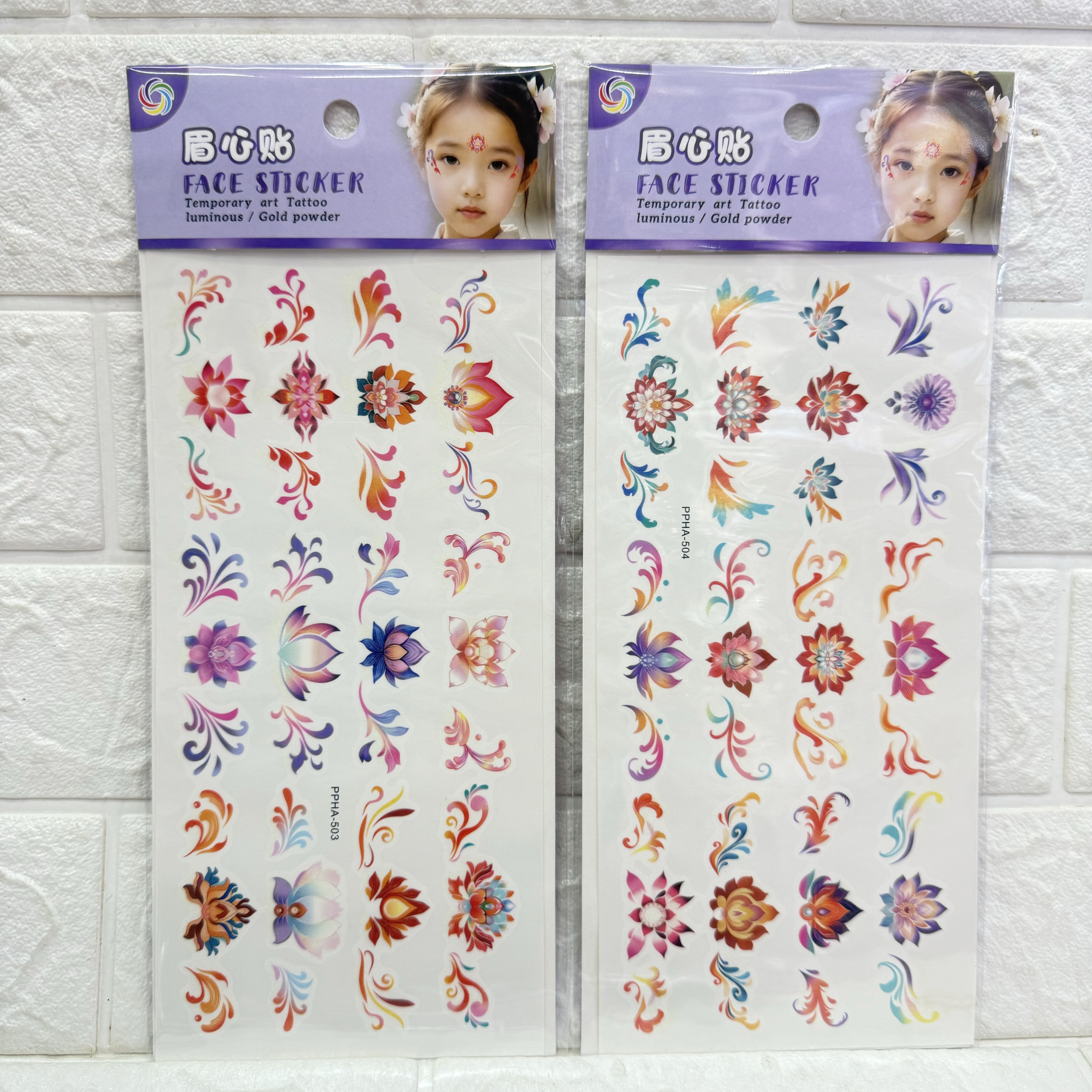 12 sets of pictures of children's eyebrow center stickers: Luminous Hanfu forehead stickers, flower-patterned eyebrow center and corner of the eye stickers, waterproof ancient-style eyebrow center stickers Application Scenario