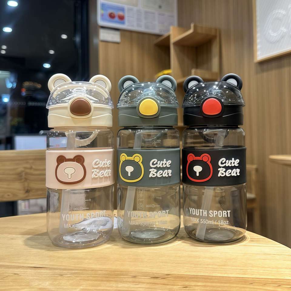 X152-XBD-6119 new sports water cup portable male and female children anti-hot outdoor plastic straw cup details Picture
