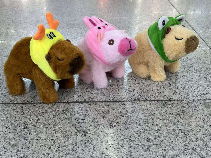 可爱卡皮巴拉毛绒仿真电动玩具会走会叫跨境儿童水豚公仔细节图
