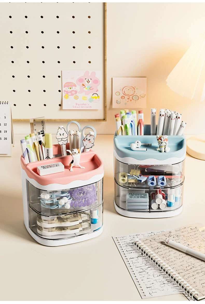 P25- Rotating pen holder Pen holder Office desktop Student desk Pen holder Simple fashion cute transparent pen holder undefined