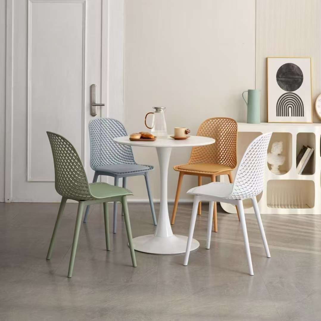 简易家具塑料桌椅套装 靠背椅子可叠放 家装建材轻便耐用椅子 室内外适用空间省白底实物图