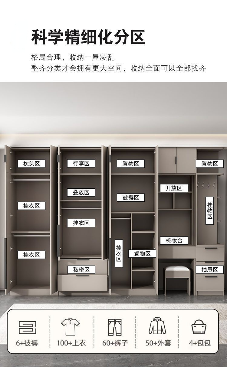 简易衣柜现代简约实木主卧衣柜储物柜子出租屋经济型推拉门大衣橱详情3