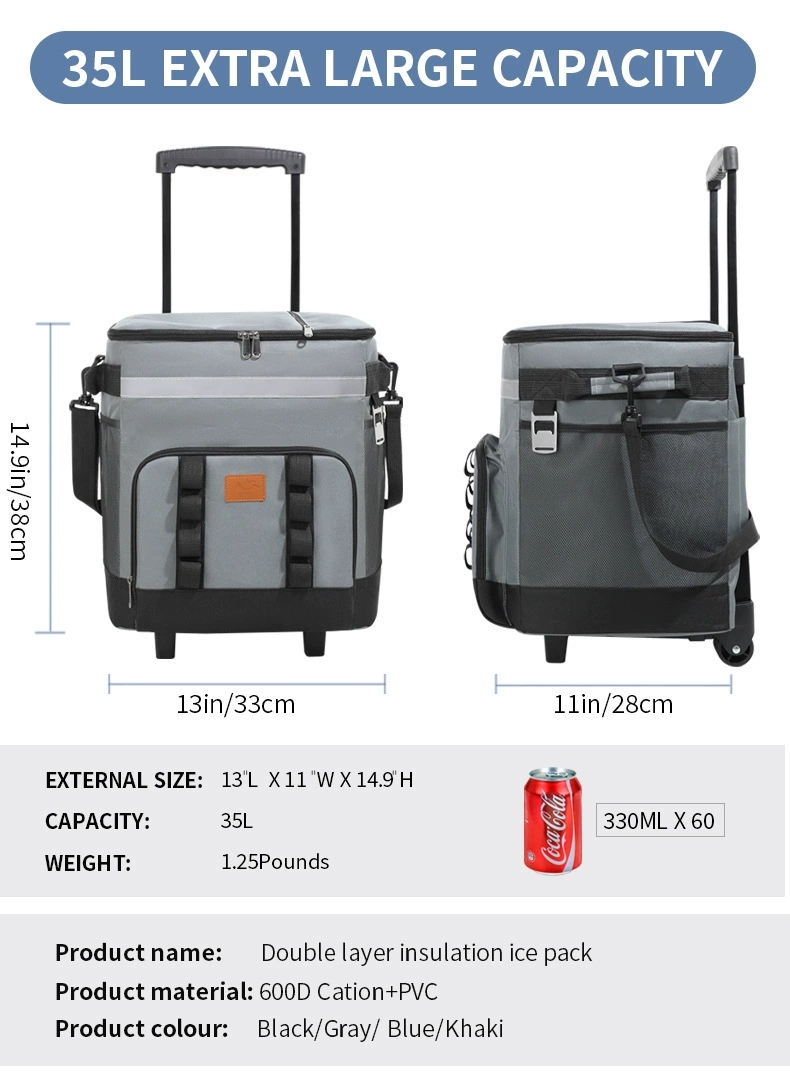 现货批发拉杆保温包车载冷藏箱户外大容量野餐包便携式外卖保温箱详情图12