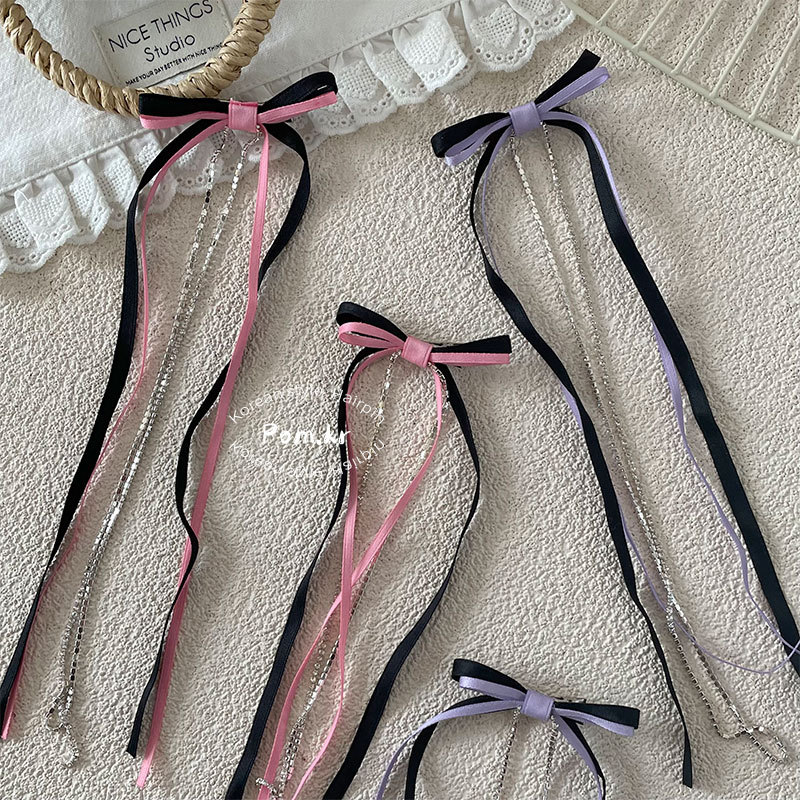 Spring 2025 Children's sweet bow ribbon hair clip, super fairy-like ancient style side-fitting hair clip, ballet-style hair accessory