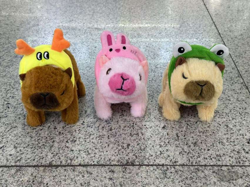 可爱卡皮巴拉毛绒仿真电动玩具会走会叫跨境儿童水豚公仔详情图2