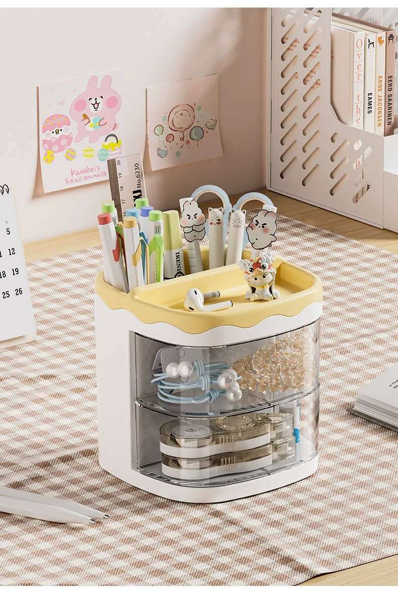 P25- Rotating pen holder Pen holder Office desktop Student desk Pen holder Simple fashion cute transparent pen holder undefined