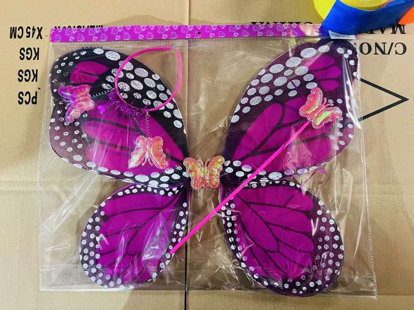 新款儿童翅膀演出服装表演装扮道具蝴蝶翅膀头饰魔法棒三件套翅膀三件套，节假日，生日派对用品详情图4