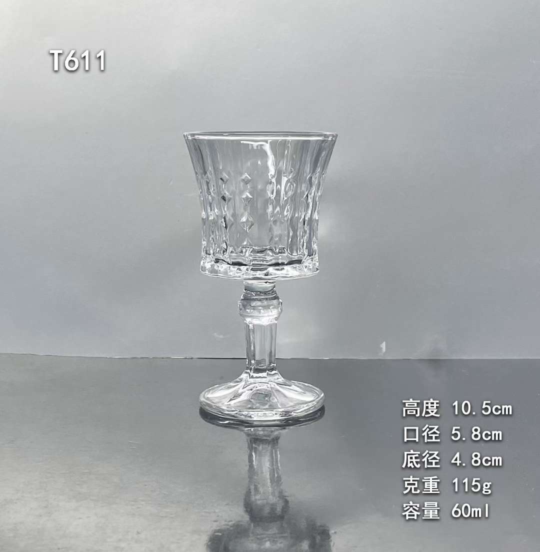 复古浮雕高脚杯迷你果酒杯家用精致小酒杯一口杯设计感杯子产品图