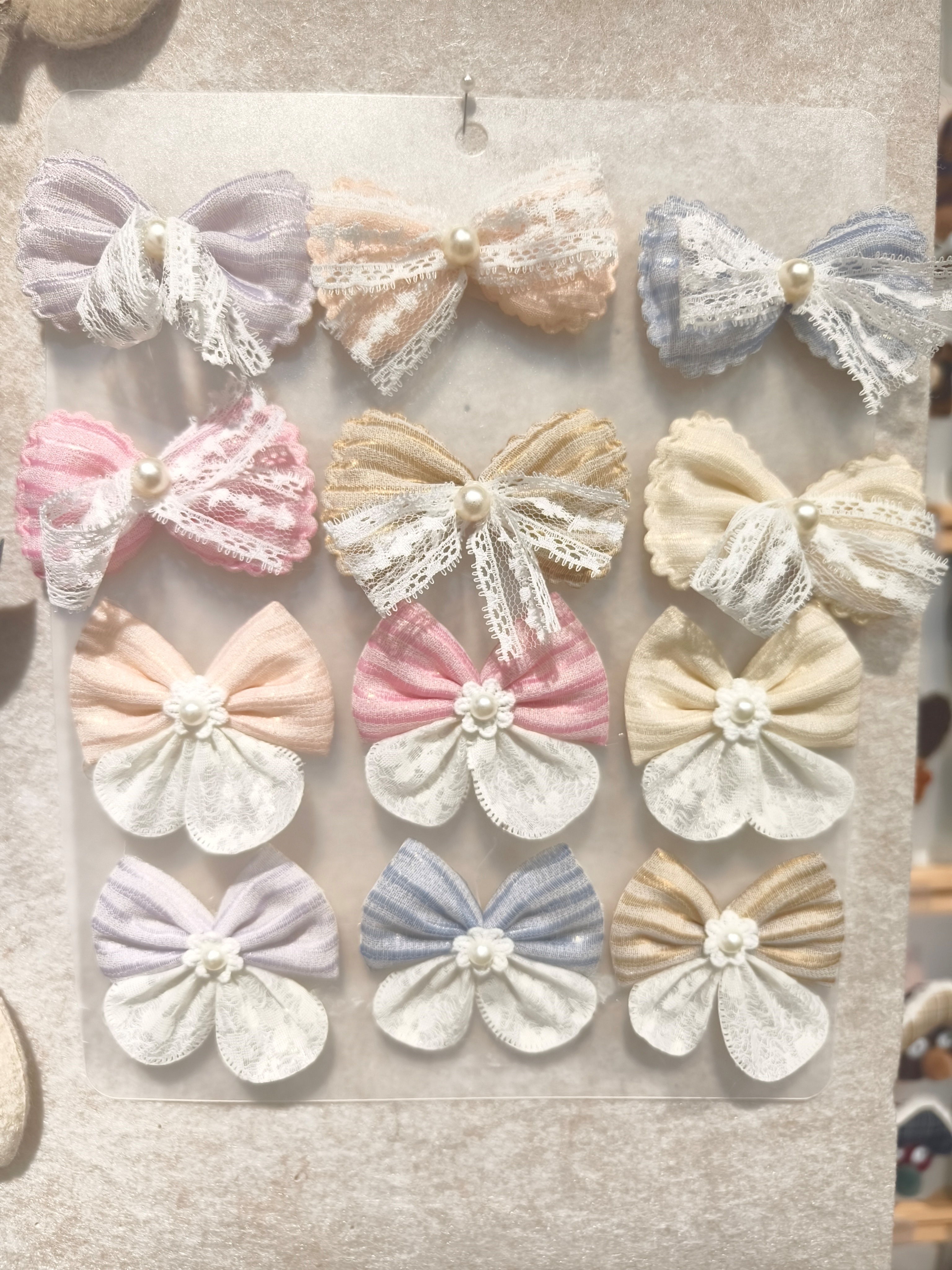 Quanxin Accessories Fabrics DIY clothing hat socks glove accessories design Handmade accessories Cartoon stripes bow accessories gauze new flowers fresh accessories ribbon bow accessories half details Picture