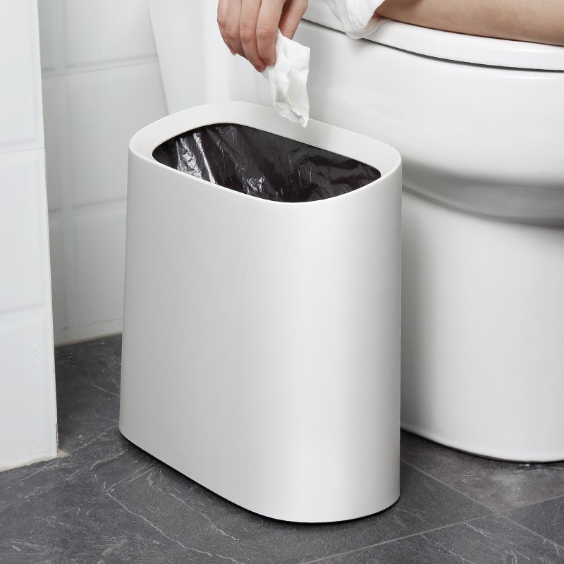 Double-layer large household trash can, creative slit, bathroom inclined opening details Picture