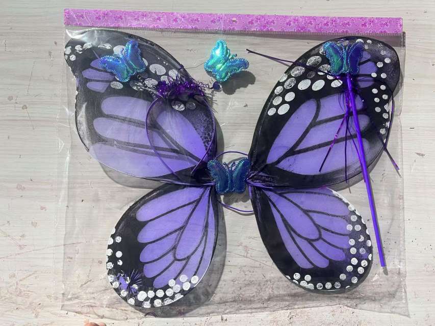 新款儿童翅膀演出服装表演装扮道具蝴蝶翅膀头饰魔法棒三件套翅膀三件套，节假日，生日派对用品详情图8