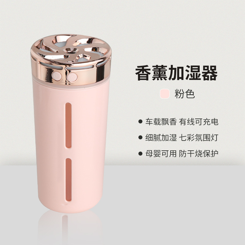 New car humidifier, aroma diffuser, ambient light, household small portable fog volume spray air purifier Application Scenario