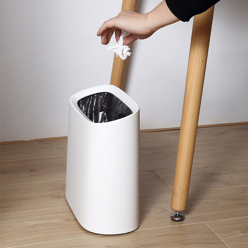 Double-layer large household trash can, creative slit, bathroom inclined opening Specification image