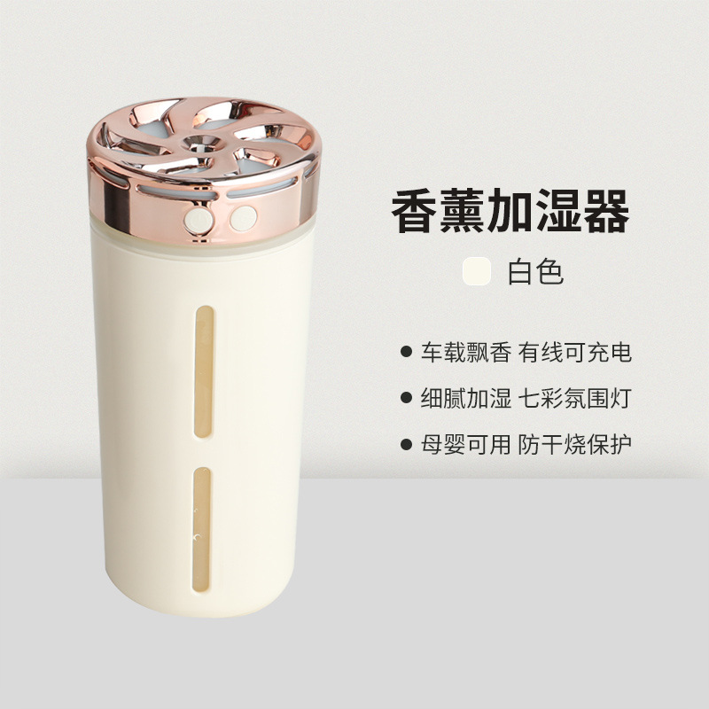 New car humidifier, aroma diffuser, ambient light, household small portable fog volume spray air purifier Item Picture