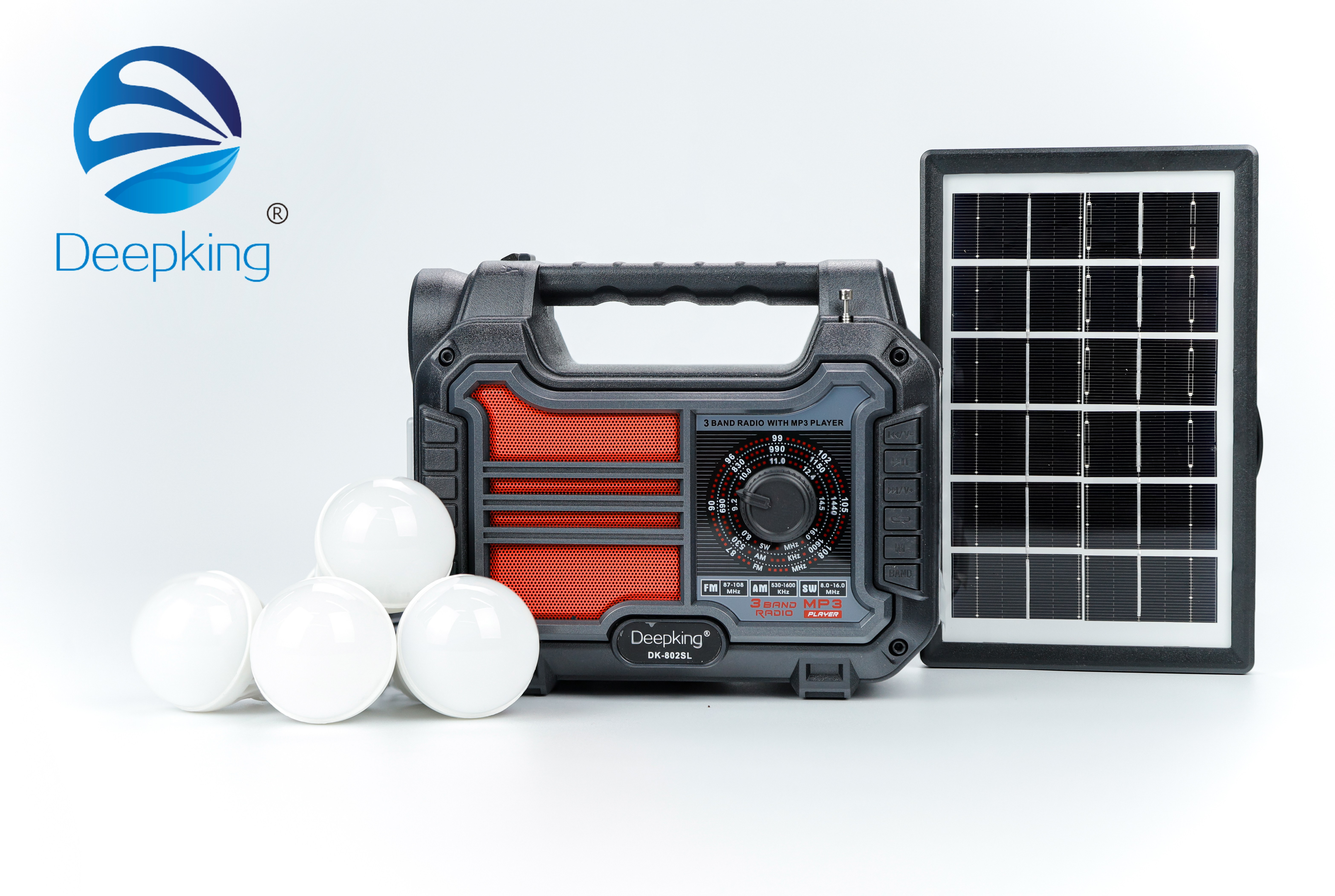 DeepKing Cross-border DK-801SL Portable combat readiness emergency radio, disaster prevention multi-functional flashlight, hand-cranked power generation, mobile phone charging, solar lighting