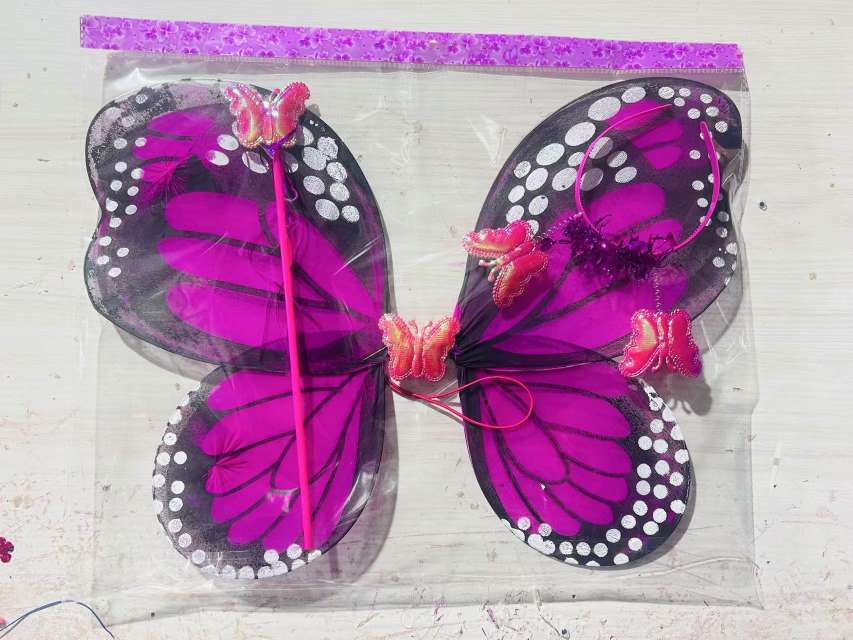 新款儿童翅膀演出服装表演装扮道具蝴蝶翅膀头饰魔法棒三件套翅膀三件套，节假日，生日派对用品详情图11