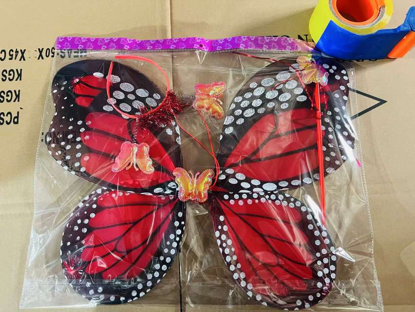 新款儿童翅膀演出服装表演装扮道具蝴蝶翅膀头饰魔法棒三件套翅膀三件套，节假日，生日派对用品产品图