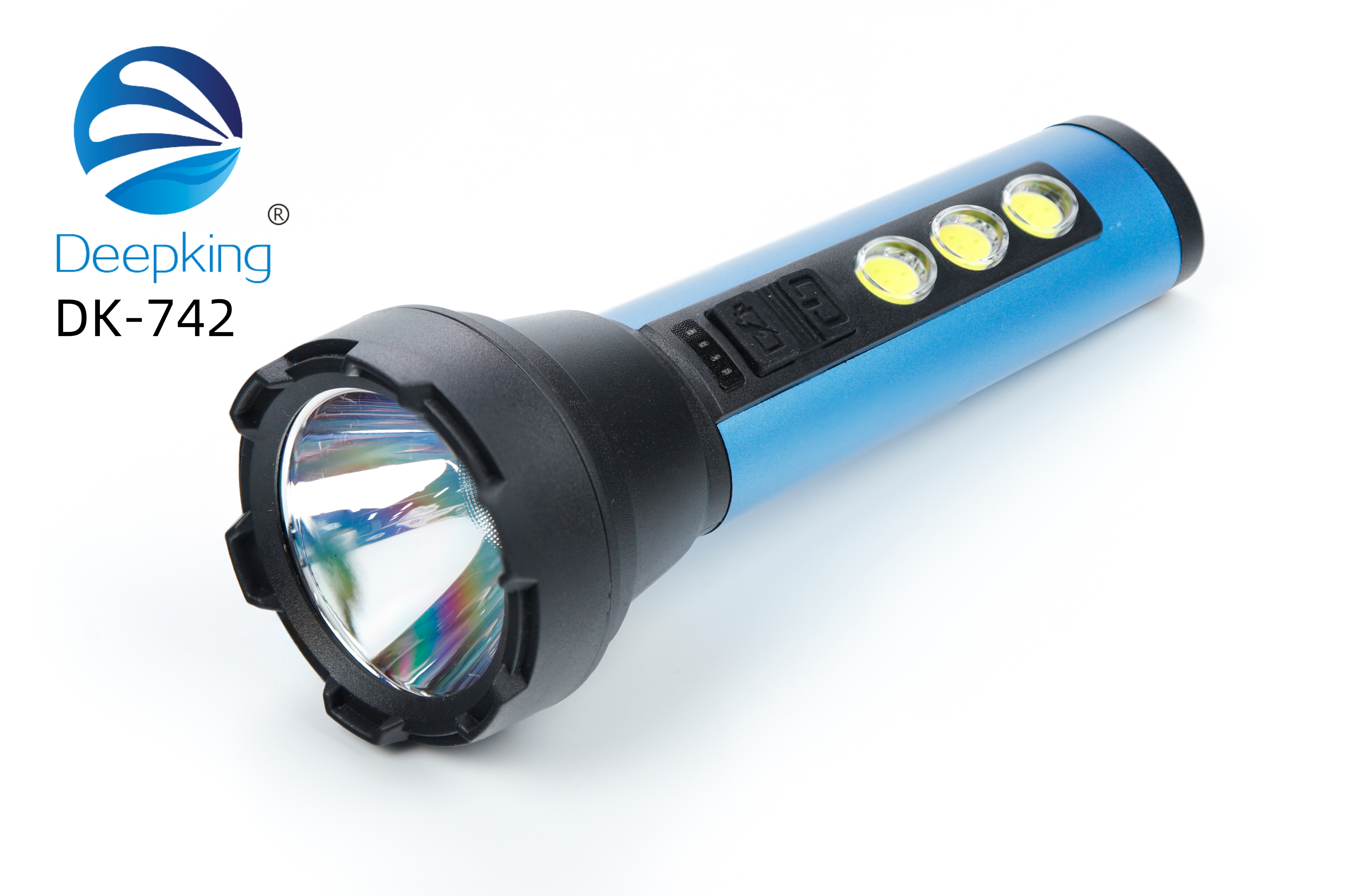 DeepKing 跨境  DK-742  强光手电筒USB充电户外应急照明探照手电筒电量显示便携手电 Specification image