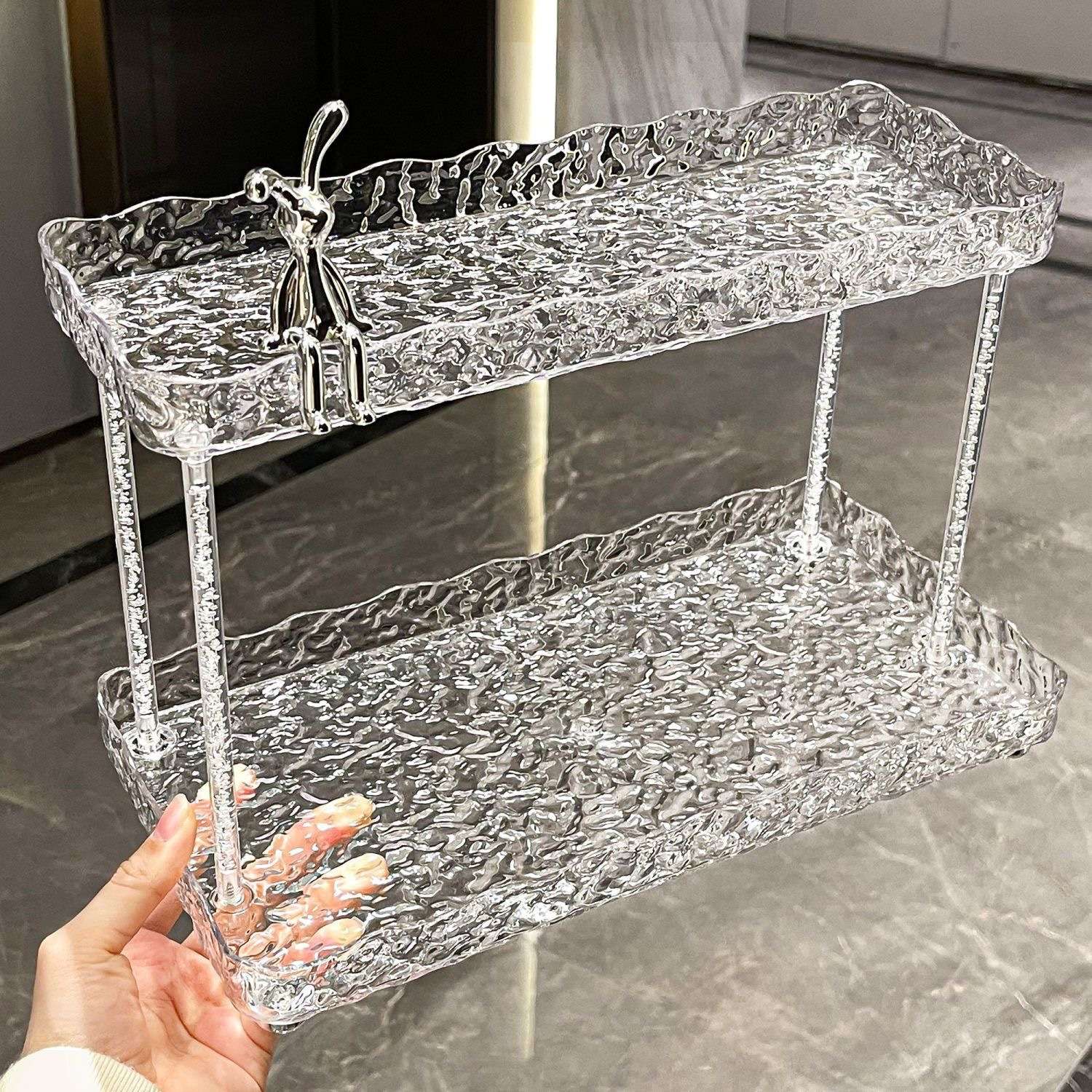 P25- Rabbit Storage Rack, Second Floor, New water ripple Cosmetic Storage rack, Dressing Table, Skin Care product Organization rack Item Picture