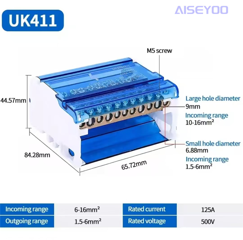 UKK接线盒大功率导轨式207 211 215 407 411 415纯铜零线端子盒 机柜用接线盒通接线盒接线端子零线盒详情7