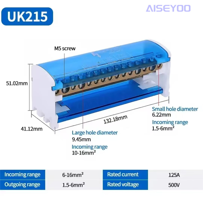 UKK接线盒大功率导轨式207 211 215 407 411 415纯铜零线端子盒 机柜用接线盒通接线盒接线端子零线盒详情10