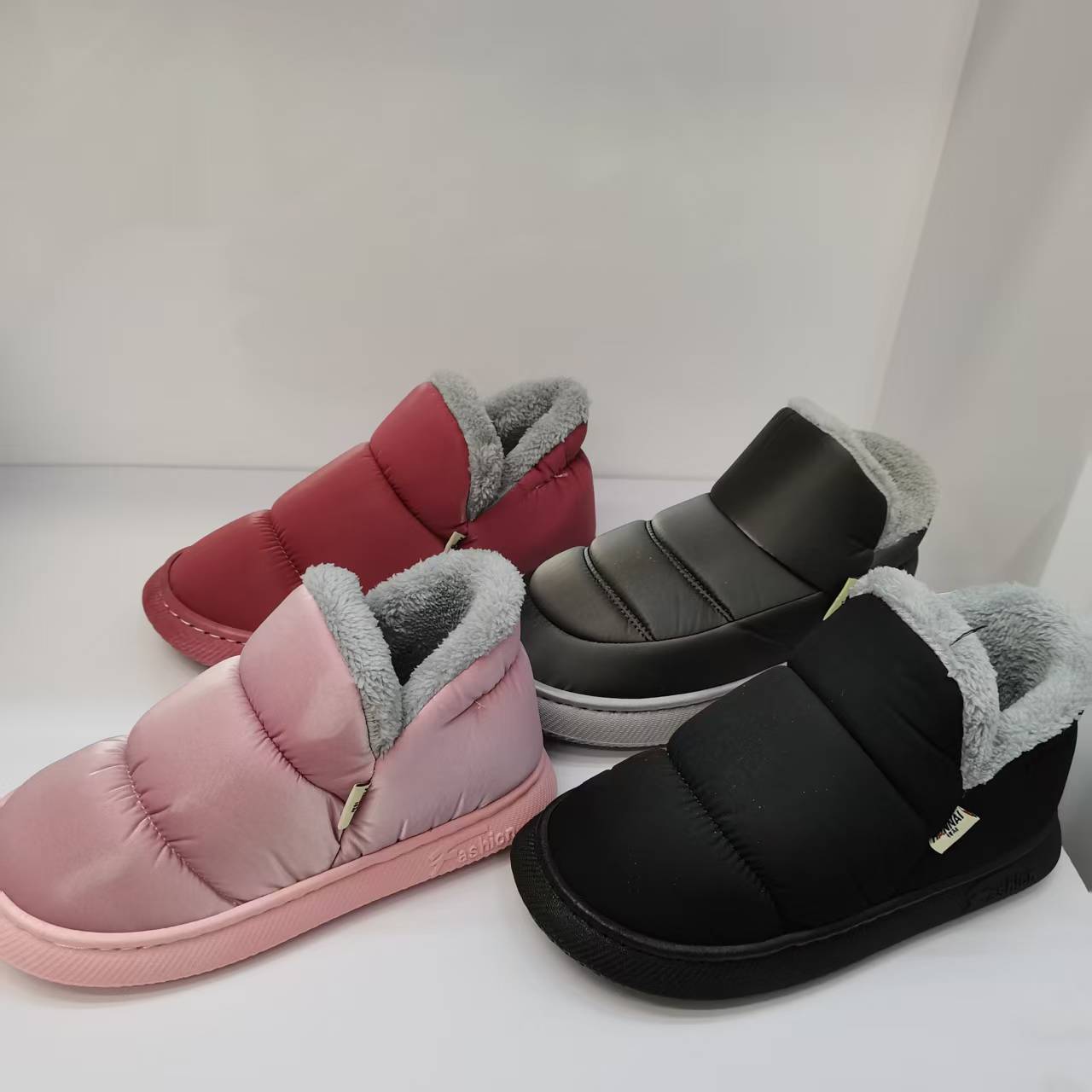 家居鞋女式棉鞋冬季居家棉拖鞋 防雨布雪地靴 软底防滑室内鞋子snow  boots