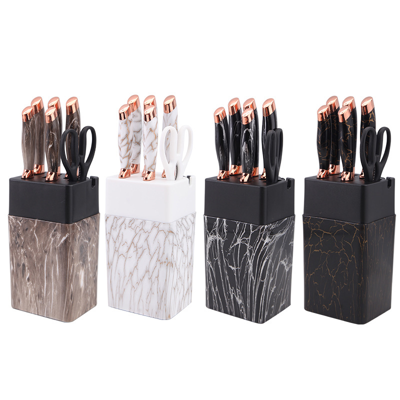 7-piece stainless steel knife set, kitchenware set, knife with patterned knife seat, kitchen knife set Item Picture