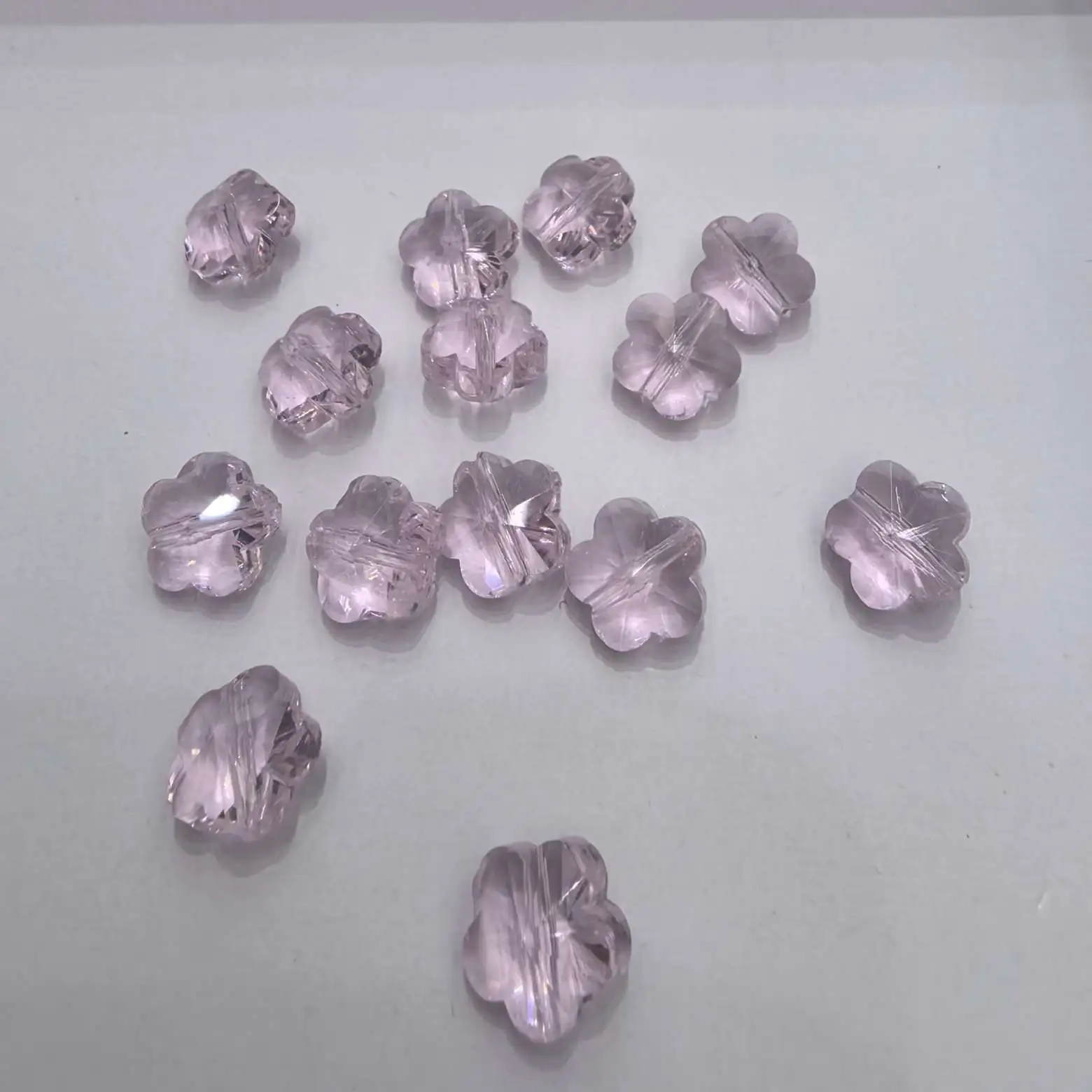 New crystal internet-famous K9 plum blossom pointed-bottom diamond super shiny light luxury three-dimensional flower nail decoration DIY accessory, original color pink glass flower detail image 4