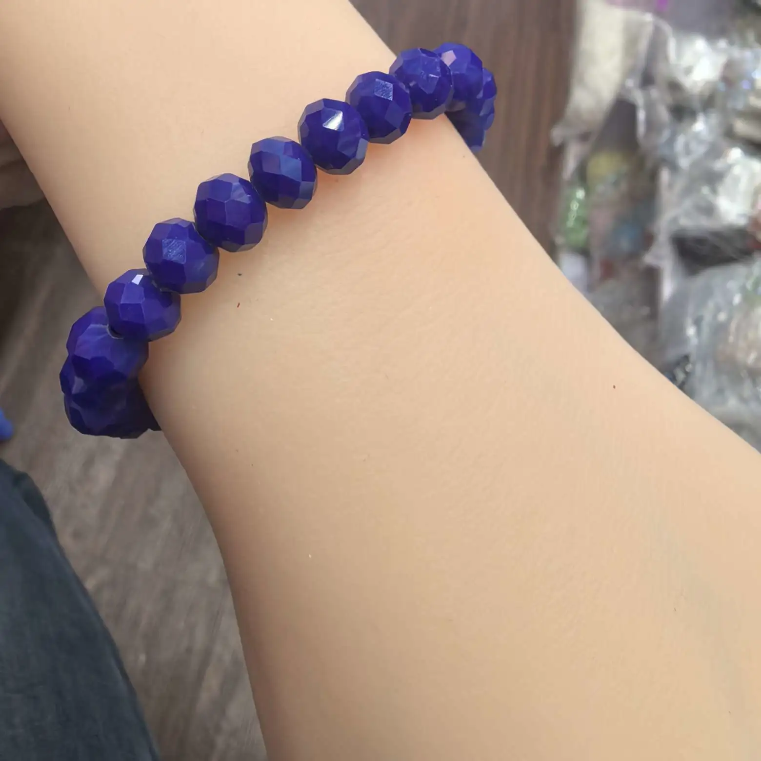 Imitation crystal faceted disc bead bracelet, cut flat bead bracelet, fashionable and fresh women's crystal jewelry manufacturer wholesale crystal bracelet detail image 3