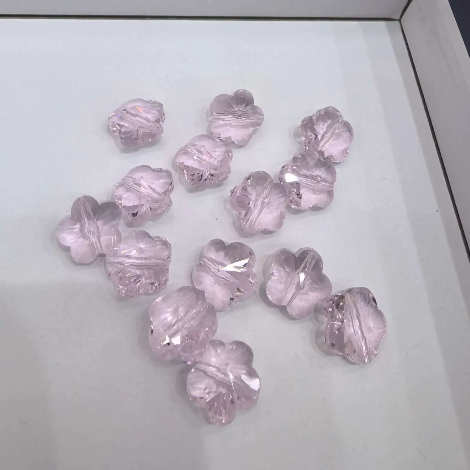 New crystal internet-famous K9 plum blossom pointed-bottom diamond super shiny light luxury three-dimensional flower nail decoration DIY accessory, original color pink glass flower detail image 2