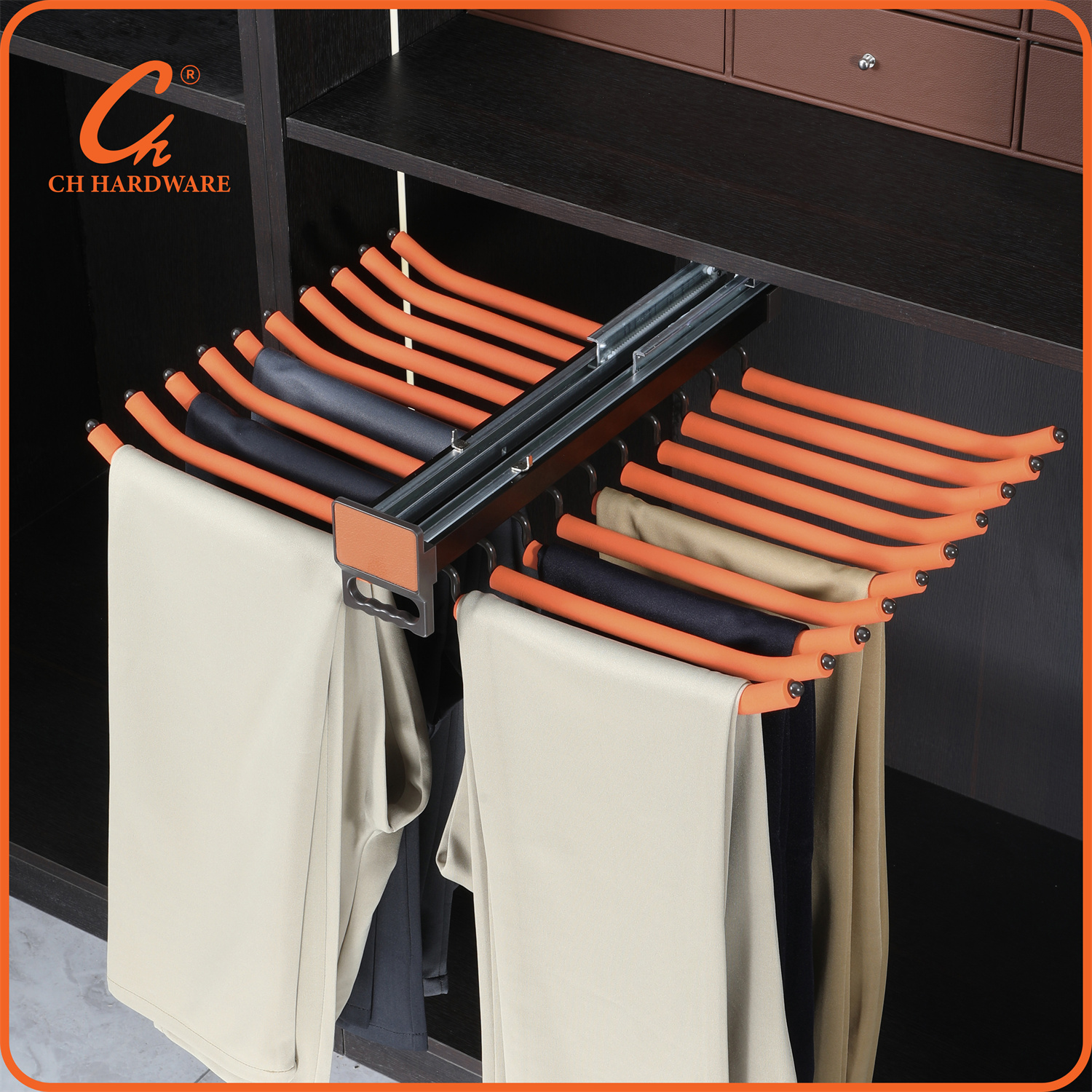 裤架伸缩 衣柜家用多功能裤抽 挂裤子架 柜内抽拉式顶装裤架 五金配件