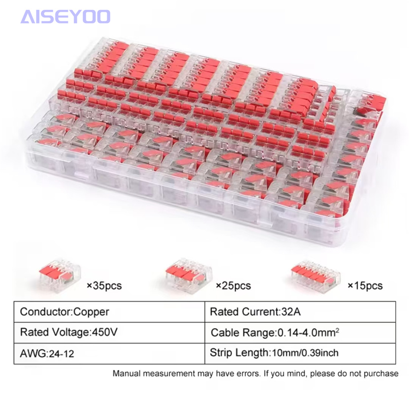 75PCS盒装电线连接器LT-412/3/5接线端子分线头 快速接线端子二通三通家装电线接头灯具分线详情7