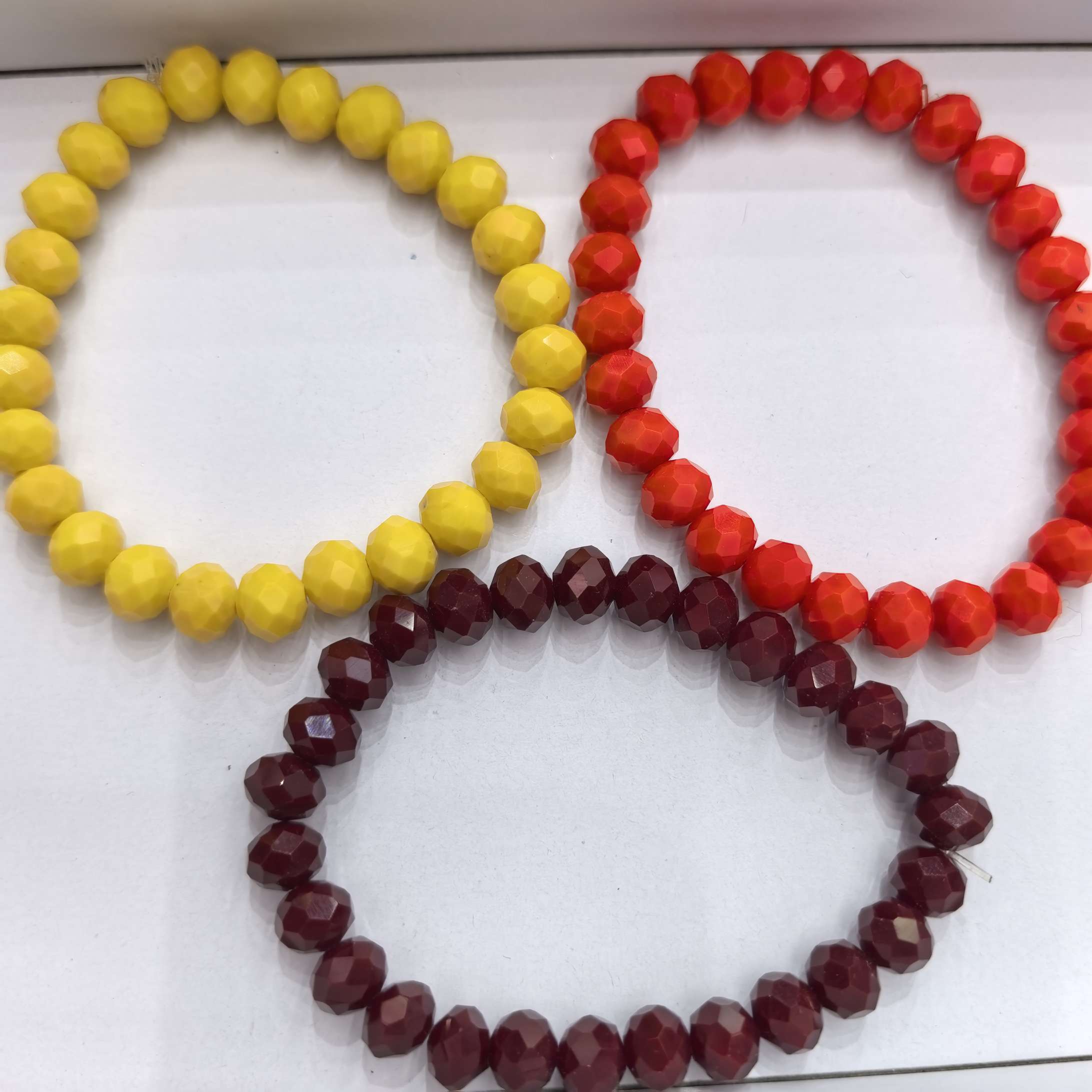 Crystal faceted disc bead bracelet, cut flat bead bracelet, fashionable and fresh women's crystal jewelry manufacturer wholesale wheel bead natural color crystal bracelet detail image 2