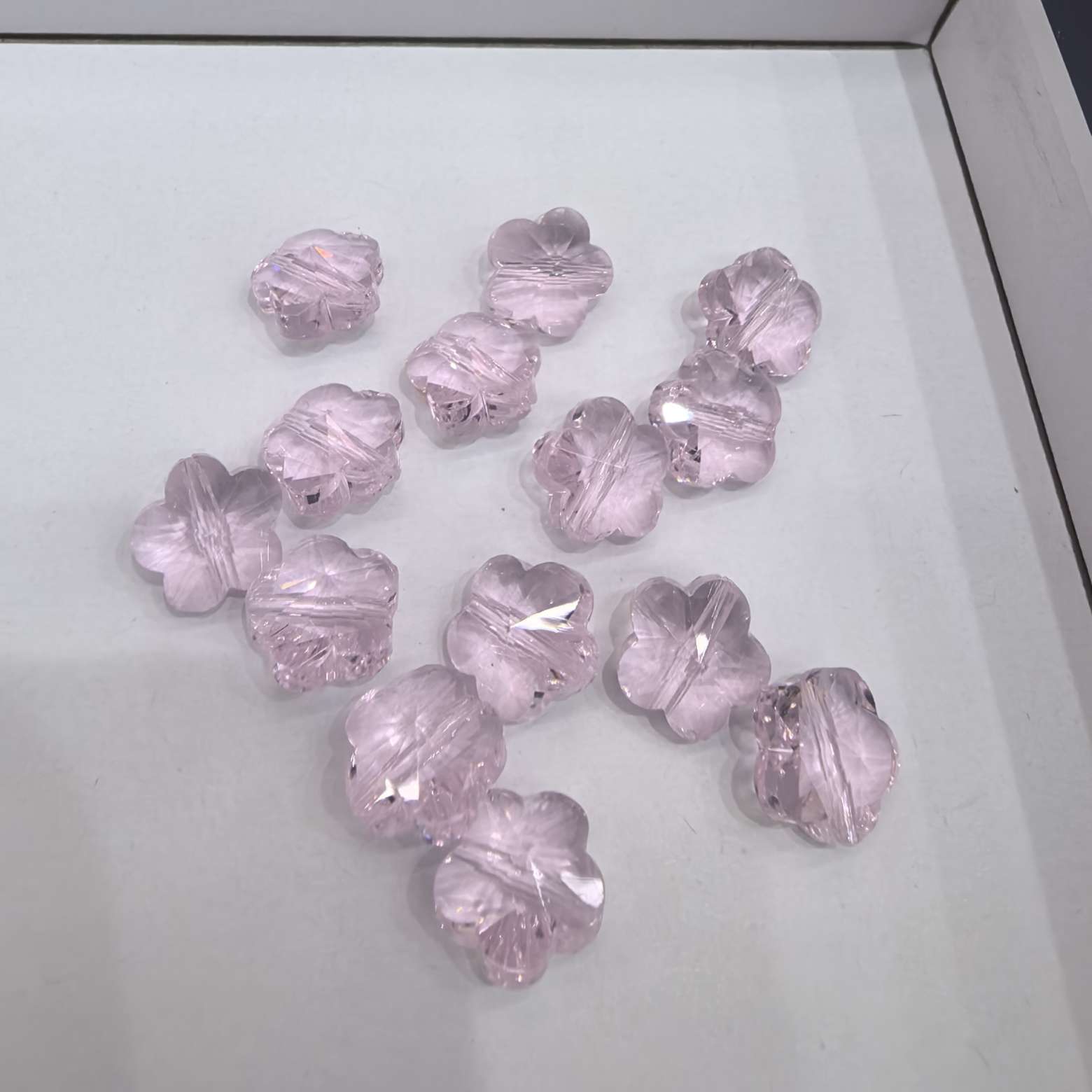 新款水晶网红K9梅花尖底钻超闪轻奢立体花朵指甲装饰DIY饰品配件原色粉色琉璃花花