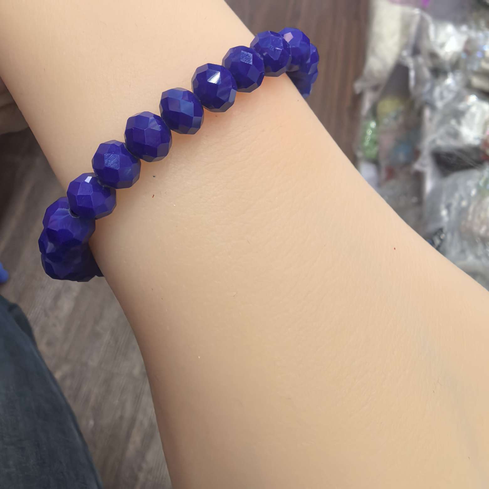 Imitation crystal faceted disc bead bracelet, cut flat bead bracelet, fashionable and fresh women's crystal jewelry manufacturer wholesale crystal bracelet Specification image