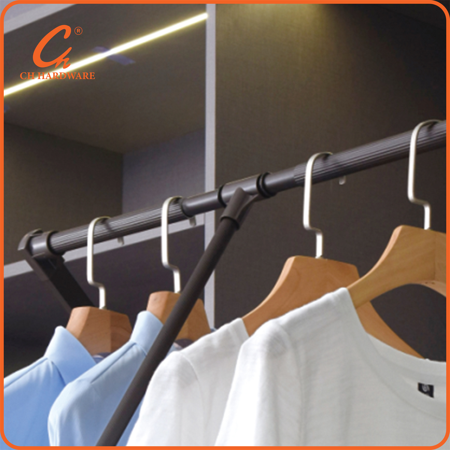 下拉式挂衣杆可伸缩衣通衣帽间家用拉杆衣柜内缓冲下拉升降挂衣架