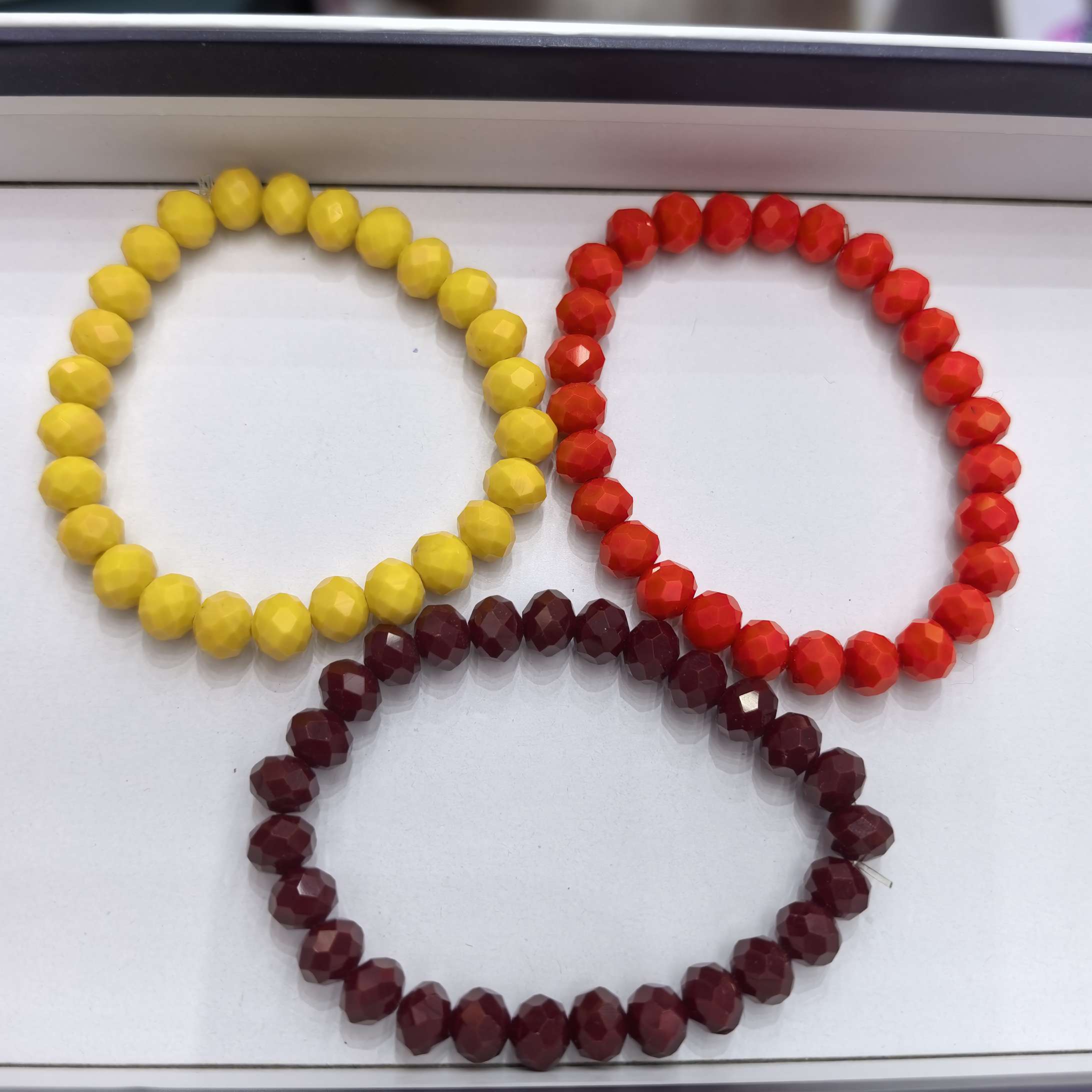 Crystal faceted disc bead bracelet, cut flat bead bracelet, fashionable and fresh women's crystal jewelry manufacturer wholesale wheel bead natural color crystal bracelet detail image 3