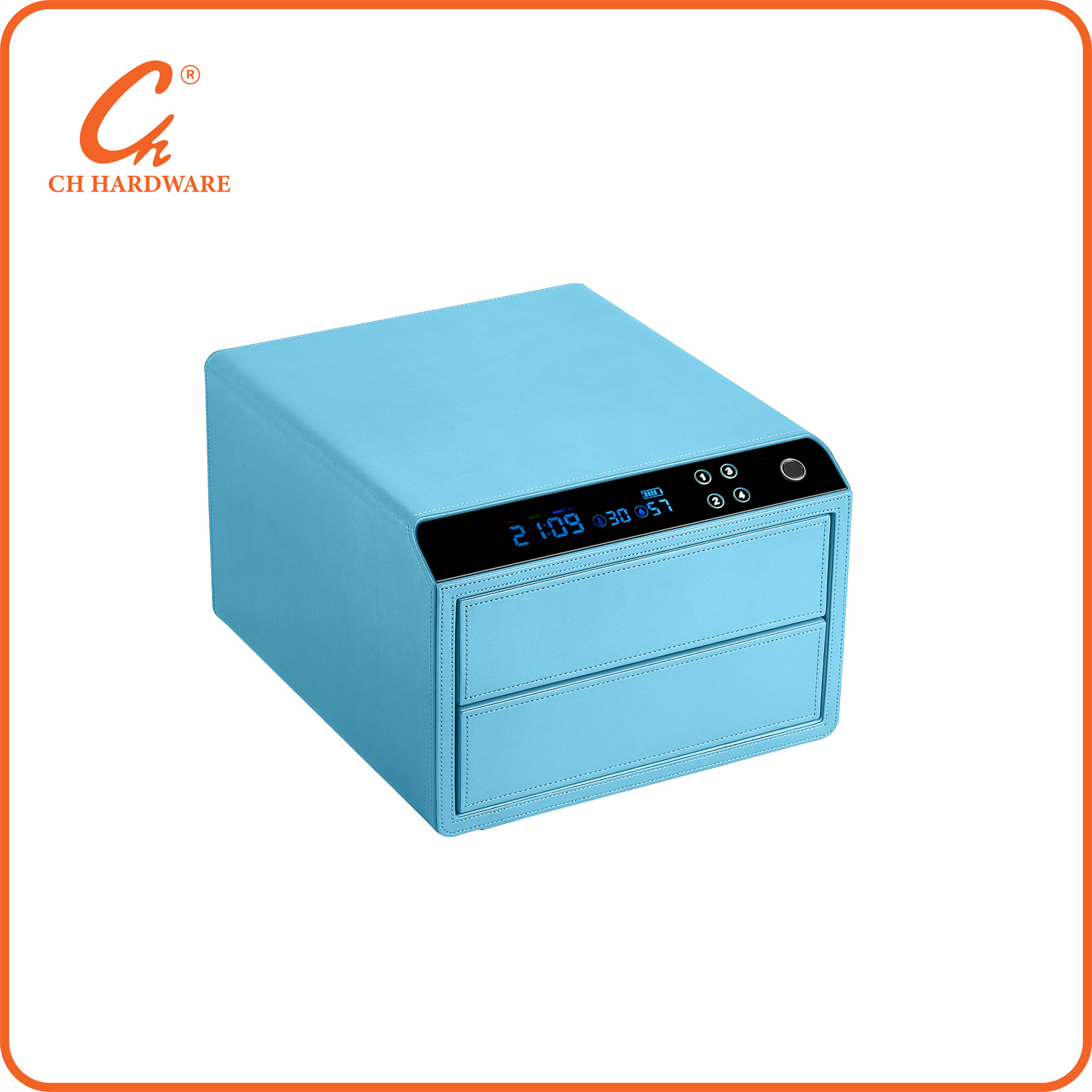 Leather jewelry fingerprint drawer safe, small double-layer office smart safe, home Bluetooth remote
