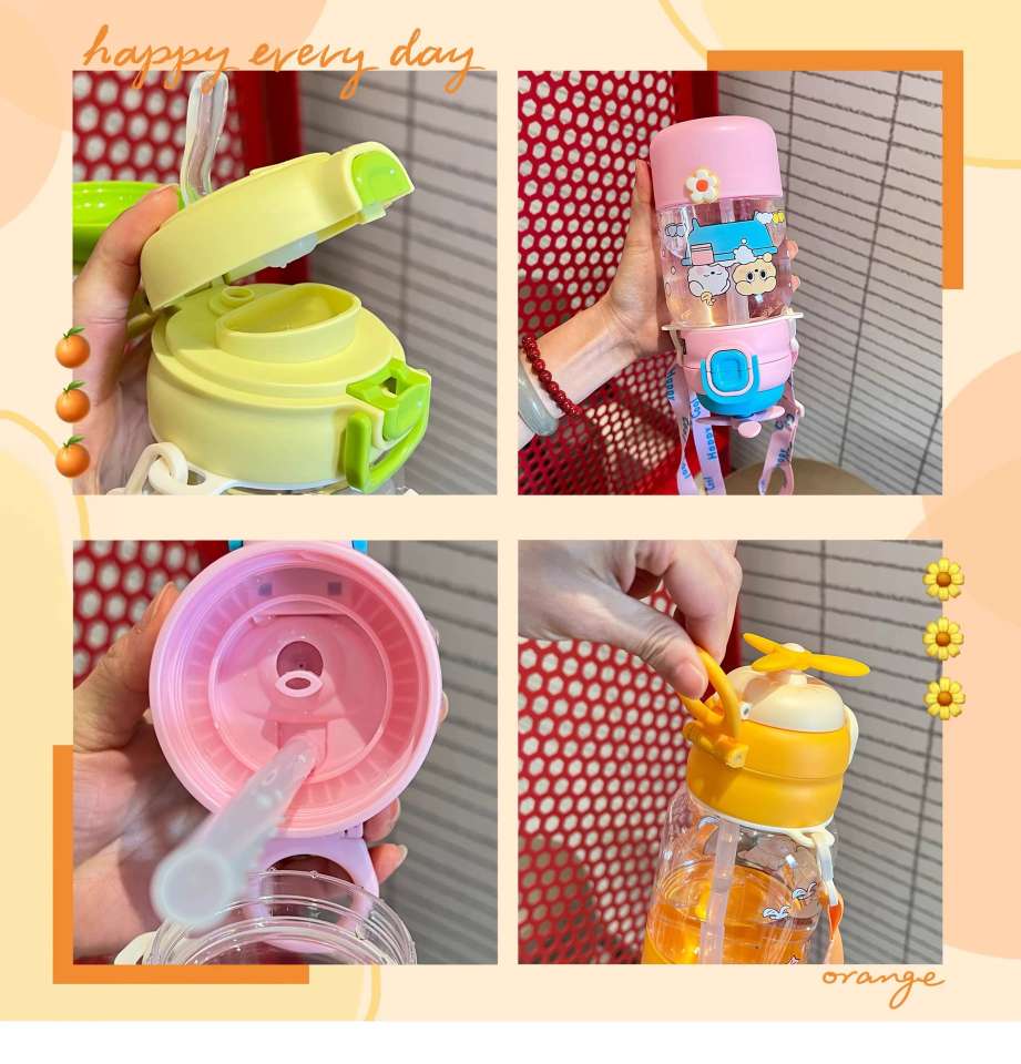 X152-XBD-2022 680ML children's water cup 2025 new female portable plastic cup large capacity kettle summer cute straw cup details Picture